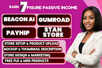 do beacons ai, beacons store setup, digital products upload, gumroad, stan store