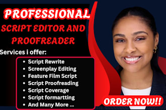 proofread, edit and be your script doctor for movie screenplay and film script