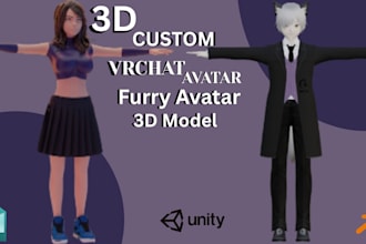 create custom vrchat avatar furry avatar 3d avatar  vtuber for pc and quest