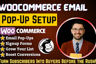 setup woocommerce  klaviyo email pop ups, mailchimp embeded forms, early access