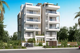 modernize multi unit apartment, drive way rendering, garden layout,patio staging