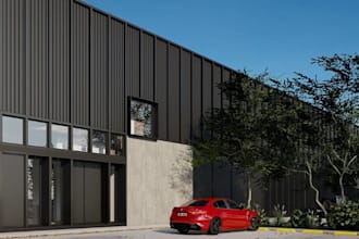 3d commercial facility,industrial park,exterior warehouse,logistic center,render