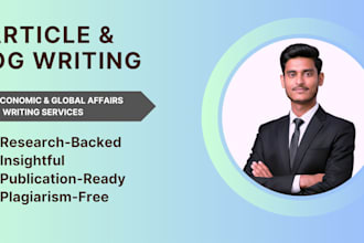 write articles on legal, economic and current affairs with references
