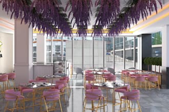 redecorate 3d cafe interior design,lounge bar,cake shop render,retail store,skp