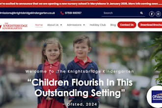 design educational website for daycare, childcare, preschool or kindergarten