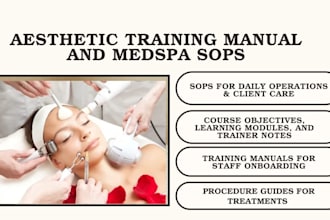write and design professional training manuals for medspa and aesthetic courses
