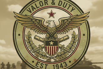 design a powerful vintage war logo for your brand