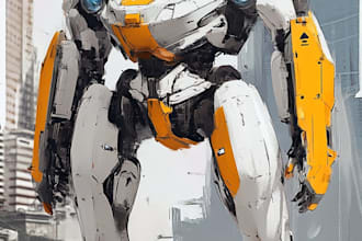 design robots and concept art of futuristic mecha