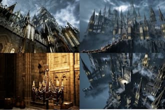 create fantasy, realistic 3d game environment  for unity or unreal engine5