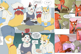 draw cute nsfw comic illustration furry comic graphic novel sfw comic strip oc