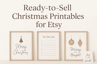 design beautiful christmas wall art and festive printables for etsy