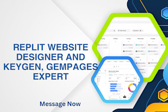 build your replit website and design gempages or splashscreen pages