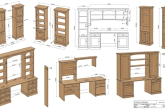 create detailed furniture shop drawing, millwork, casework design plans