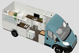 create a realistic 3d model of your motorhome, rv, camper, or vehicle