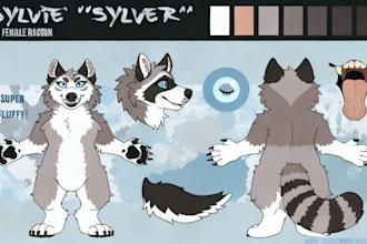 draw character reference sheet ref sheet for oc furry anthro character fursuit