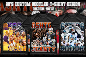create unique 90s vintage custom bootleg rap t shirt design