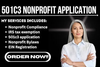 develop complete 501c3 nonprofit application, ein setup, bylaws and compliance
