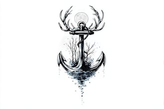 make a minimalist line art tattoo design or illustration
