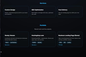 design a professional, modern landing page or portfolio site
