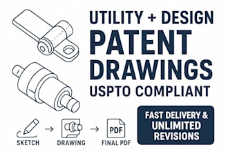 create uspto compliant utility patent drawings, patent design, patent drawing
