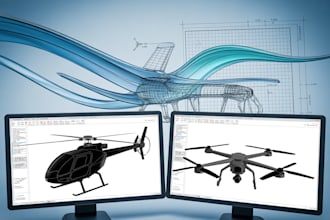helicopter, drone simulation, uav, aerospace 3d cad, aerodynamic detailing