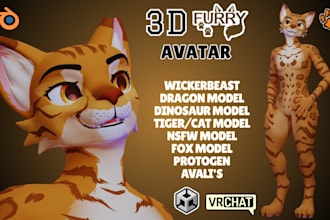 do custom furry vtuber model, vrchat avatar, 3d furry model, 3d nsfw model