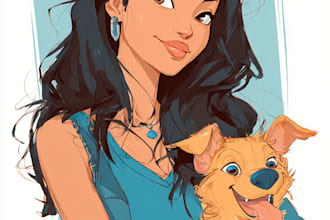 do cute disney cartoon portrait
