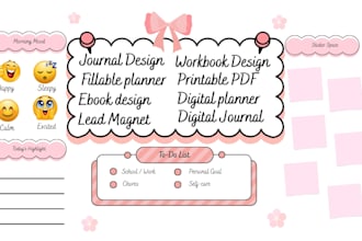 do journal design workbook design planner design fillable PDF lead magnet design