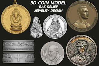 sculpt 3d coin model bas relief cnc medallion pendant crypto jewelry ring design