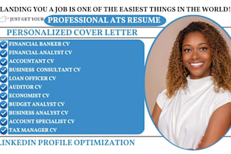 financial analyst , accountant, investment banker, business, sales manager cv