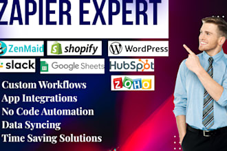 zapier expert shopify wordpress slack googlesheet zenmaid hubspot zoho