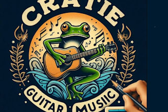 create unique t shirt guitar music frog logo
