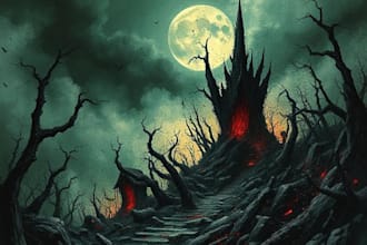 do an brutal, dark, horror, metal art illustration