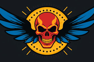 design amazing skull wings logo within new concepts