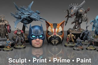 3d print and paint 3d model cosplay mask, miniature painting, warhammer painting