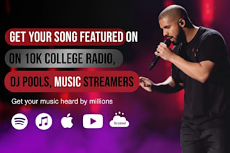 do music promotion through 5k college radio dj, spotify playlist and music chart
