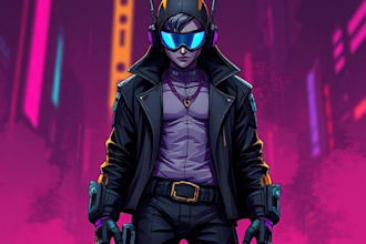 design cyberpunk character, original character design