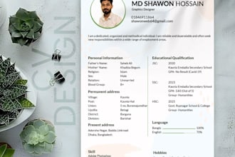 design a modern and professional CV or resume