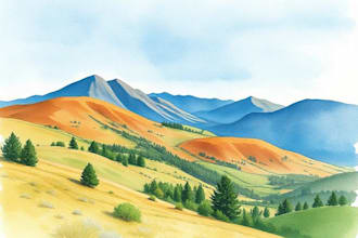 paint a watercolor and gouache landscape illustration
