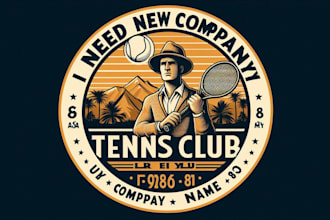 make an amazing tennis club vintage logo design in one day