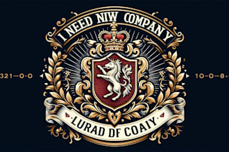 custom luxury vintage heraldic coat of arms logo design for brands and companies