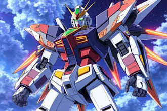 draw mecha robot,armor,gundam in anime or realism style