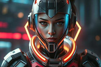 design stunning sci fi portrait art