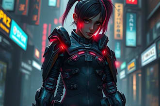 design anime character , cyberpunk character