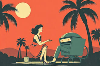 make best illustration in vintage and retro styles