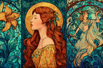 create stunning vintage stained glass posters
