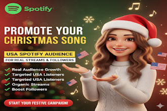 promote your christmas song to USA spotify audience for real streams  followers