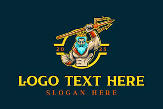 create legendary poseidon logo design for business or gaming