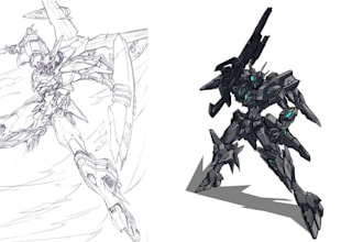 design robots and concept art of futuristic mecha