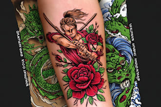 create a personalized japanese style tattoo design